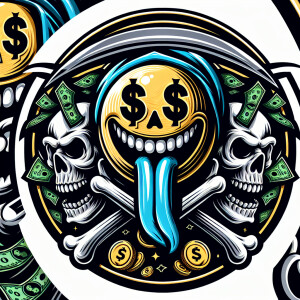 Design a highly intricate and comic like vivid circular logo fea...