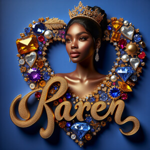 VCraft a 3-D image showcasing the name 'KAREN' in a luxurious go...