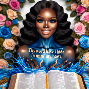 Create an image of an ultra-light-skinned African-American woman...