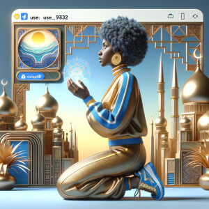 Create a 3D illustration of a realistic light skinned African-Am...