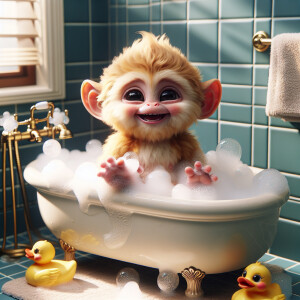 Cute Monkey-Boy Hybrid taking A bath 🛁 in a Tub
