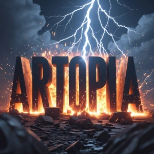 The word [ARTOPIA]explodes after getting stuck by lightning.  Sh...