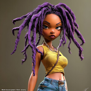 Design an ultra-high-resolution, 3D image of an African American...