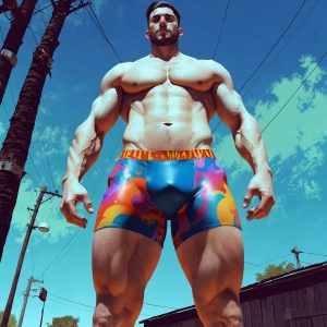 He was completelynaike and showing off his bulge