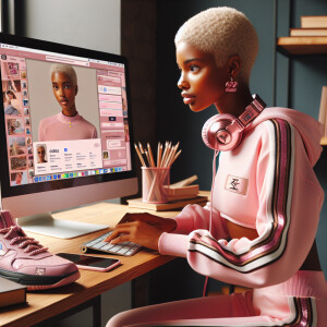 A beautiful light skin African American woman with with a pink j...