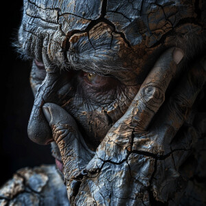 A person with dry, wrinkly skin is depicted in super high resolu...