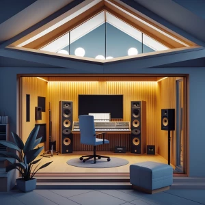 show a music studio inside a nice house