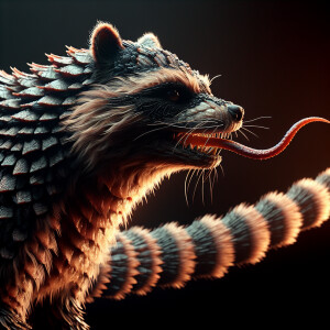 Intricately textured, hyper-realistic 3D closeup of a coon with...