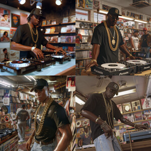 3D image of a Handsome  African American DJ from the 90’s. He we...