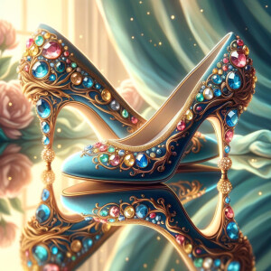 Imagine a pair of enchanting shoes, each a mirror image of the o...