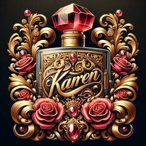 Craft an image of an ornate perfume bottle, with a luxurious des...