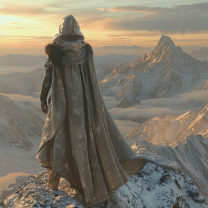 Majestic Mountain Range at Sunrise:
Character: Lyra, the Mountai...