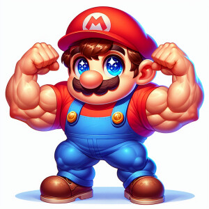 muscular Mario. Huge legs. Flexing legs