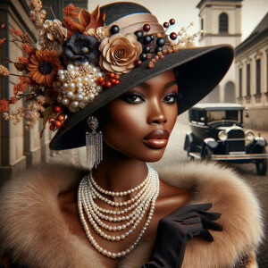 Create an image of an elegant African-American woman with a pois...
