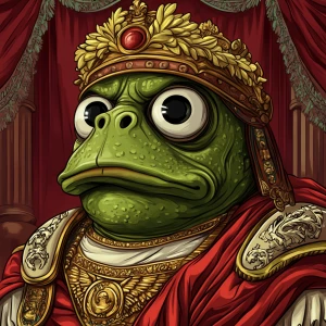 Pepe with pumped-up lips of a bright red color in carton style...