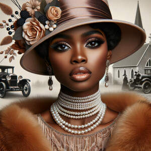 Create an image of an elegant African-American woman with a pois...
