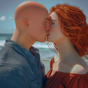 A photorealistic high resolution image. Light ginger haired fema...