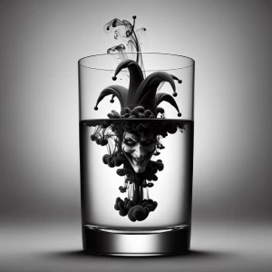 Create a black and white image of black ink being dropped into a...