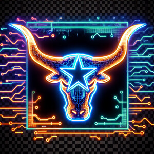 Hook'em horns logo in neiro style in transparent background, cyb...