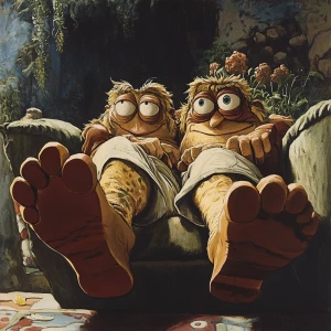 Anthropomorphic feet looking lovely towards another pair of Anth...