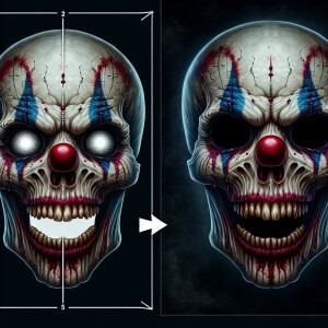 Title: "Scary Female Clown Skull"

Prompt: Create an ultra-detai...