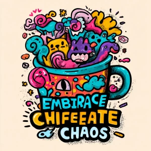 vector-style illustration of a vibrant coffee cup overflowing wi...