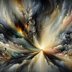 Imagine a mesmerizing symphony of earthy black and gray, and ele...