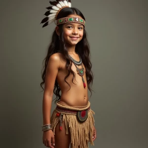 A Native American girl wearing her tribes traditional mini loinc...