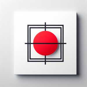Create a minimalist geometric logo featuring a vibrant red circl...