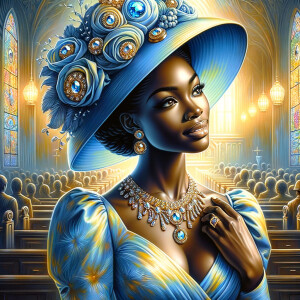 A spiritually enriching illustration portrays an African America...