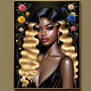 Create a vertical 3-D portrait of a light-skinned African-Americ...