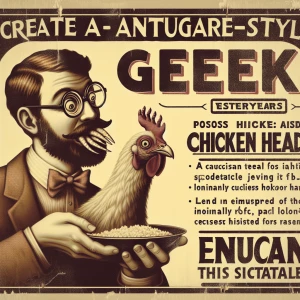 Create a vintage-style Freak Show poster featuring the Geek, sho...