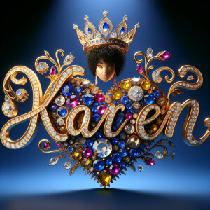 VCraft a 3-D image showcasing the name 'KAREN' in a luxurious go...