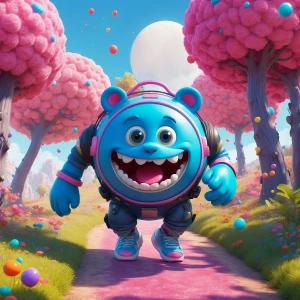 A cheerful, round-bellied cyclops with one big sparkling eye and...