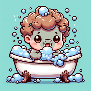 Character design A cute small Boy-Hippo Hybrid smiling taking A...