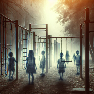 Create an image of a seemingly deserted and neglected playground...