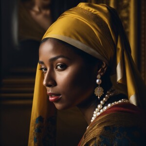 A woman look alike Girl with pearl earing by Johannes vermeer