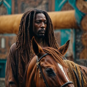 Black Jesus Christ with dreads on a horse