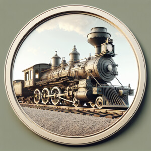 3d rendering of a 1800’s steam train traveling towards the lt si...