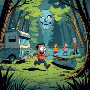A stylized animated forest where everything looks cheerful — unt...