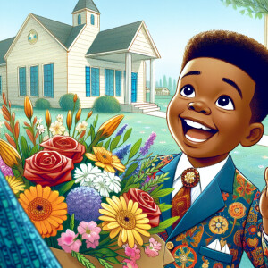 A delightful cartoon illustration for a storybook, featuring a c...