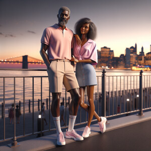 3D image of an attractive 50 year African American couple, they...