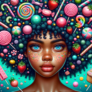 A digital portrait of an African-American girl with an elaborate...