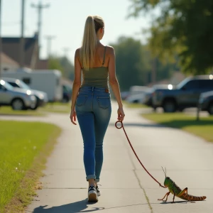 A person is standing in their front yard and sees A woman walkin...