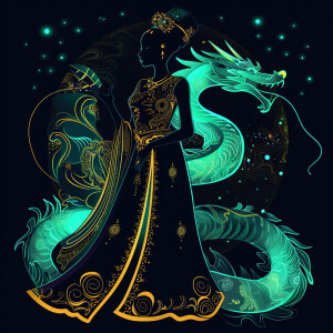 Create a full-body illustration of an Empress embodying a blend...