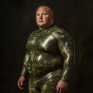 Portrait of Jason Fuller, a middle-aged, obese yet muscular Cauc...