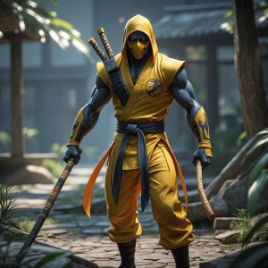Design an original fan art depiction of the character Scorpion f...