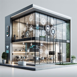 Design a sleek and contemporary house with clean lines, large wi...