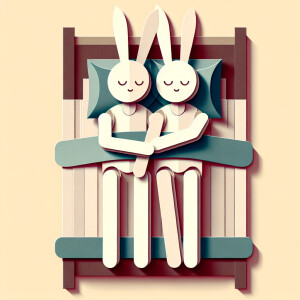humanoid buns cuddling in bed