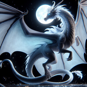 A Moondancer dragon 3D animated motion graphics UHD 8K